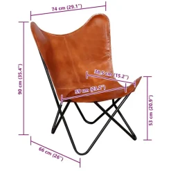 vidaXL - Vlinderstoel - Bruin - Leer Hot