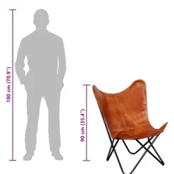 vidaXL - Vlinderstoel - Bruin - Leer Hot