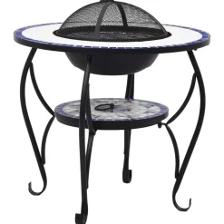 vidaXL - Vuurtafel - Blauw - Keramiek Hot