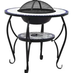 vidaXL - Vuurtafel - Blauw - Keramiek Hot