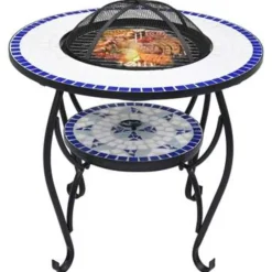 vidaXL - Vuurtafel - Blauw - Keramiek Hot