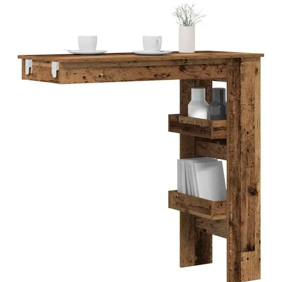 vidaXL - Wandgemonteerde bartafel - Oud hout - Bewerkt hout - 102x45 cm New