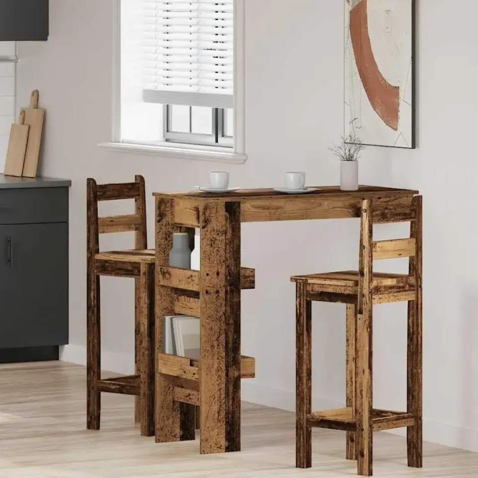 vidaXL - Wandgemonteerde bartafel - Oud hout - Bewerkt hout - 102x45 cm New