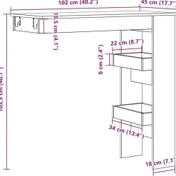 vidaXL - Wandgemonteerde bartafel - Oud hout - Bewerkt hout - 102x45 cm New