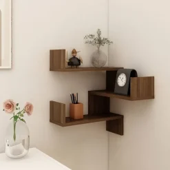 vidaXL - Wandhoekschap - Bruin - Bewerkt hout Online