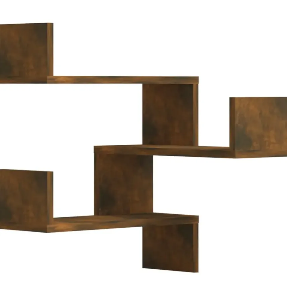 vidaXL - Wandhoekschap - Bruin - Bewerkt hout - 2 stuks Sale