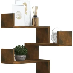 vidaXL - Wandhoekschap - Bruin - Bewerkt hout - 2 stuks Sale