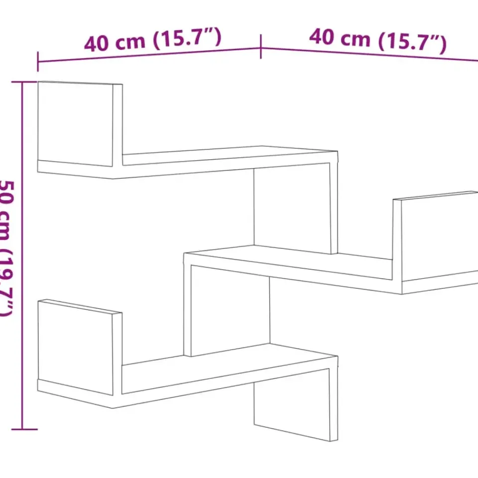 vidaXL - Wandhoekschap - Bruin - Bewerkt hout - 2 stuks Sale