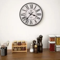 vidaXL - Wandklok - Wit - MDF - 30 cm Outlet