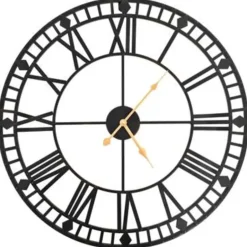vidaXL - Wandklok - Zwart - Metaal Clearance