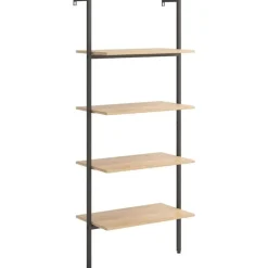 vidaXL - Wandrek met 4 schappen - Lichtbruin - Bewerkt hout - 64 x 35 x 152.5 cm Best