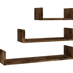 vidaXL - Wandschap - Bruin - Bewerkt hout - 60 x 15 x 10 cm - 3 stuks Sale