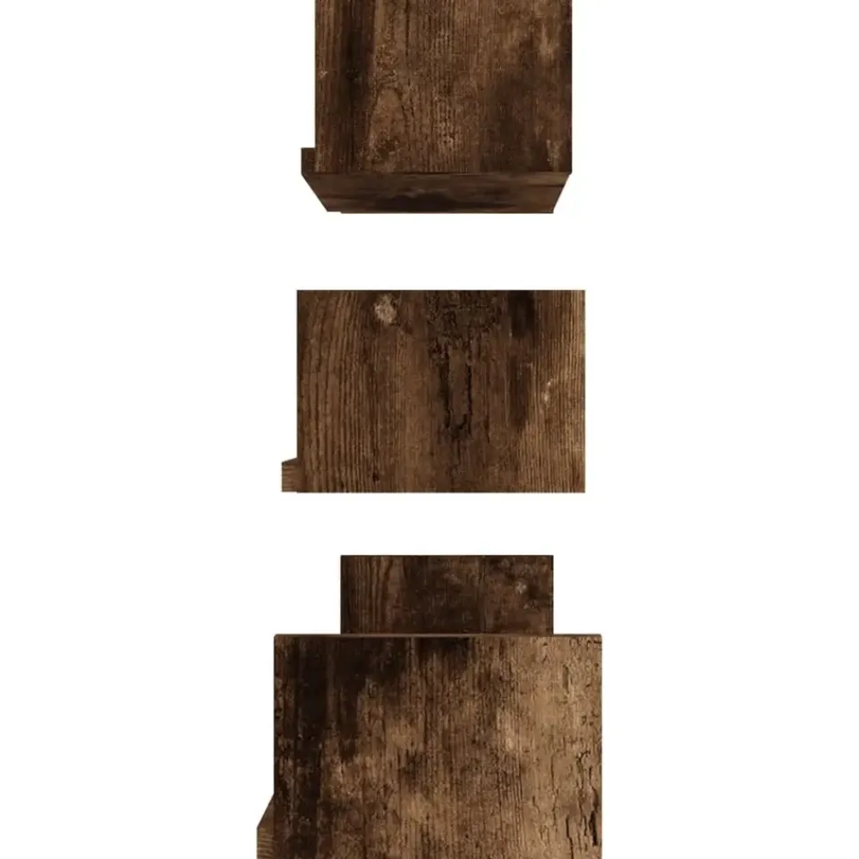 vidaXL - Wandschap - Bruin - Bewerkt hout - 60 x 15 x 10 cm - 3 stuks Sale
