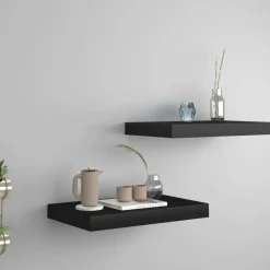 vidaXL - Wandschap - Zwart - MDF - 40 x 23 x 3.8 cm - 2 stuks Clearance