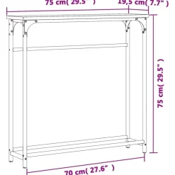 vidaXL - Wandtafel - Gerookt eiken - Bewerkt hout - 75x19.5x75 cm Best