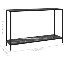 vidaXL - Wandtafel - Zwart - Glas - 120 x 35 x 75 cm Online