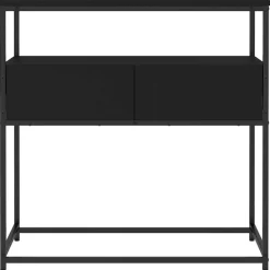 vidaXL - Wandtafel met 2 lades - Zwart - Bewerkt hout en metaal - 75x40x75 cm New