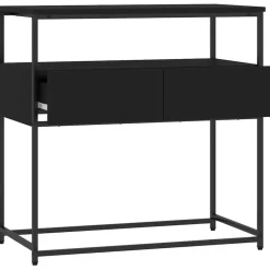 vidaXL - Wandtafel met 2 lades - Zwart - Bewerkt hout en metaal - 75x40x75 cm New