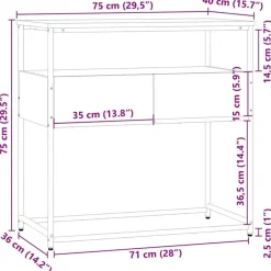 vidaXL - Wandtafel met 2 lades - Zwart - Bewerkt hout en metaal - 75x40x75 cm New