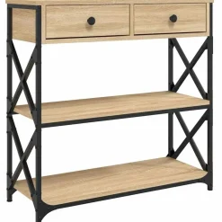 vidaXL - Wandtafel met 2 lades 2 schappen - Sonoma eiken - Hout - 75x28x75 cm Sale