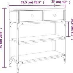 vidaXL - Wandtafel met 2 lades 2 schappen - Sonoma eiken - Hout - 72.5x25x75 cm