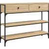 vidaXL - Wandtafel met 2 lades 2 schappen - Sonoma eiken - Hout - 100x25x75 cm Outlet