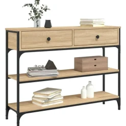 vidaXL - Wandtafel met 2 lades 2 schappen - Sonoma eiken - Hout - 100x25x75 cm Outlet