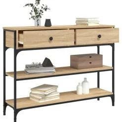 vidaXL - Wandtafel met 2 lades 2 schappen - Sonoma eiken - Hout - 100x25x75 cm Outlet