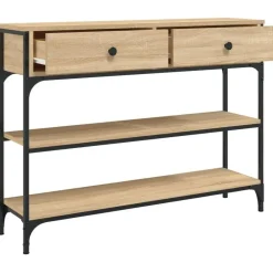 vidaXL - Wandtafel met 2 lades 2 schappen - Sonoma eiken - Hout - 100x25x75 cm Outlet