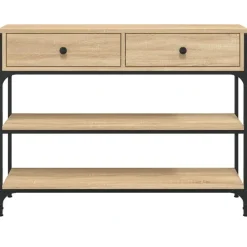 vidaXL - Wandtafel met 2 lades 2 schappen - Sonoma eiken - Hout - 100x25x75 cm Outlet
