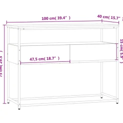 vidaXL - Wandtafel met 2 lades - Zwart - Bewerkt hout en metaal - 100x40x75 cm Discount
