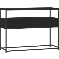 vidaXL - Wandtafel met 2 lades - Zwart - Bewerkt hout en metaal - 100x40x75 cm Discount