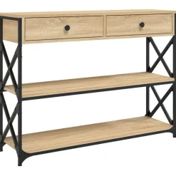 vidaXL - Wandtafel met 2 lades 2 schappen - Sonoma eiken - Hout - 100x28x75 cm New