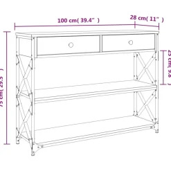 vidaXL - Wandtafel met 2 lades 2 schappen - Sonoma eiken - Hout - 100x28x75 cm New