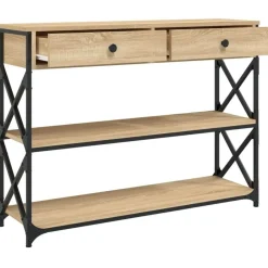 vidaXL - Wandtafel met 2 lades 2 schappen - Sonoma eiken - Hout - 100x28x75 cm New