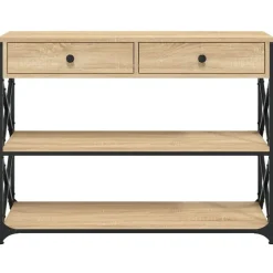 vidaXL - Wandtafel met 2 lades 2 schappen - Sonoma eiken - Hout - 100x28x75 cm New