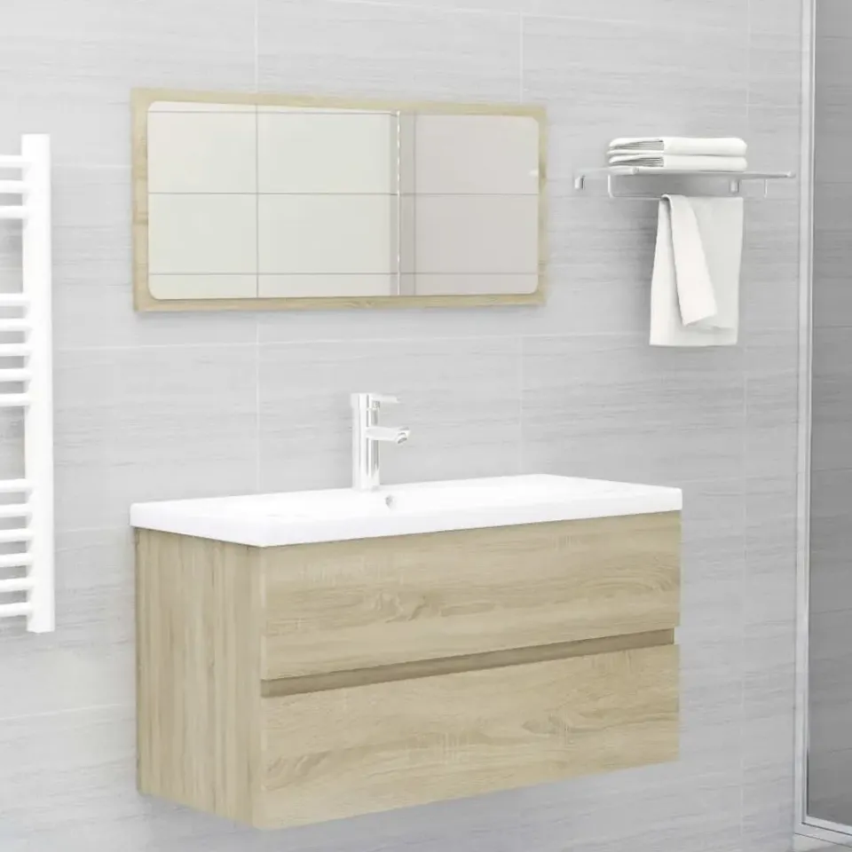 vidaXL - Wastafelkast - Bruin - Bewerkt hout - 90 x 38.5 x 45 cm Sale