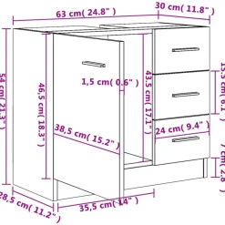 vidaXL - Wastafelkast - Grijs - Bewerkt hout Sale