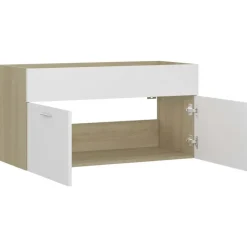 vidaXL - Wastafelkast - Wit - Bewerkt hout - 90 x 38.5 x 46 cm Clearance