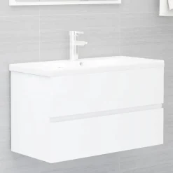 vidaXL - Wastafelkast - Wit - Bewerkt hout - 80 x 38.5 x 45 cm