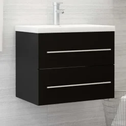 vidaXL - Wastafelkast - Zwart - Bewerkt hout - 60 x 38.5 x 48 cm Discount