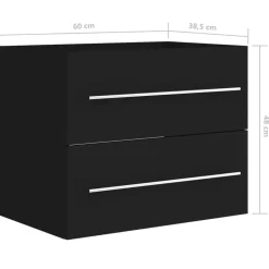 vidaXL - Wastafelkast - Zwart - Bewerkt hout - 60 x 38.5 x 48 cm Discount