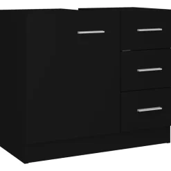 vidaXL - Wastafelkast - Zwart - Bewerkt hout New