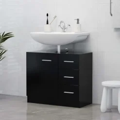 vidaXL - Wastafelkast - Zwart - Bewerkt hout New