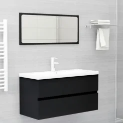 vidaXL - Wastafelkast - Zwart - Bewerkt hout - 90 x 38.5 x 45 cm Sale