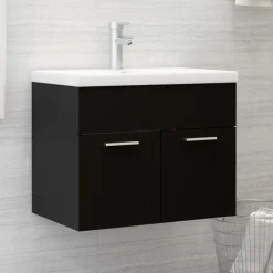 vidaXL - Wastafelkast - Zwart - Bewerkt hout - 60 x 38.5 x 46 cm New