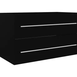 vidaXL - Wastafelkast - Zwart - Bewerkt hout - 80 x 38.5 x 48 cm Online