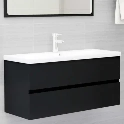 vidaXL - Wastafelkast - Zwart - Bewerkt hout - 100 x 38.5 x 45 cm Outlet