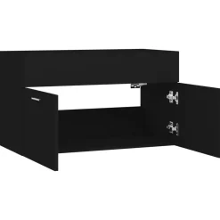 vidaXL - Wastafelkast - Zwart - Bewerkt hout - 80 x 38.5 x 46 cm Sale