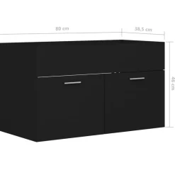 vidaXL - Wastafelkast - Zwart - Bewerkt hout - 80 x 38.5 x 46 cm Sale